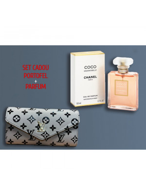 Set Cadou Portofel LV și Parfum Mademoiselle 100 ml